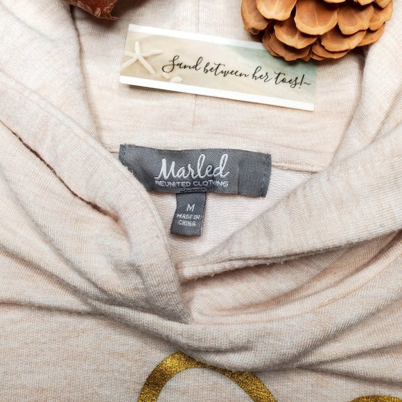 ReUnited-Marled Hoodie with LOVE Square Graphic Super Soft Terry Crop… - Picture 6 of 8